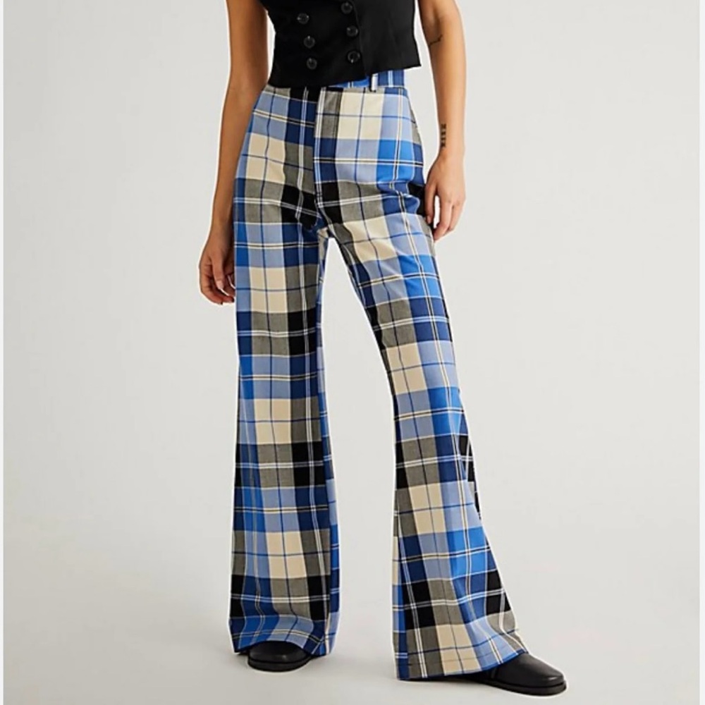 Free People Blue Black Wide Leg Pants